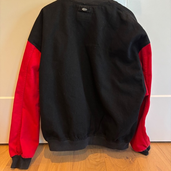 Men's Jacket XXL Black Red USA MADE NGK Spark Plugs Button Up ID Wear Lined - Picture 2 of 11